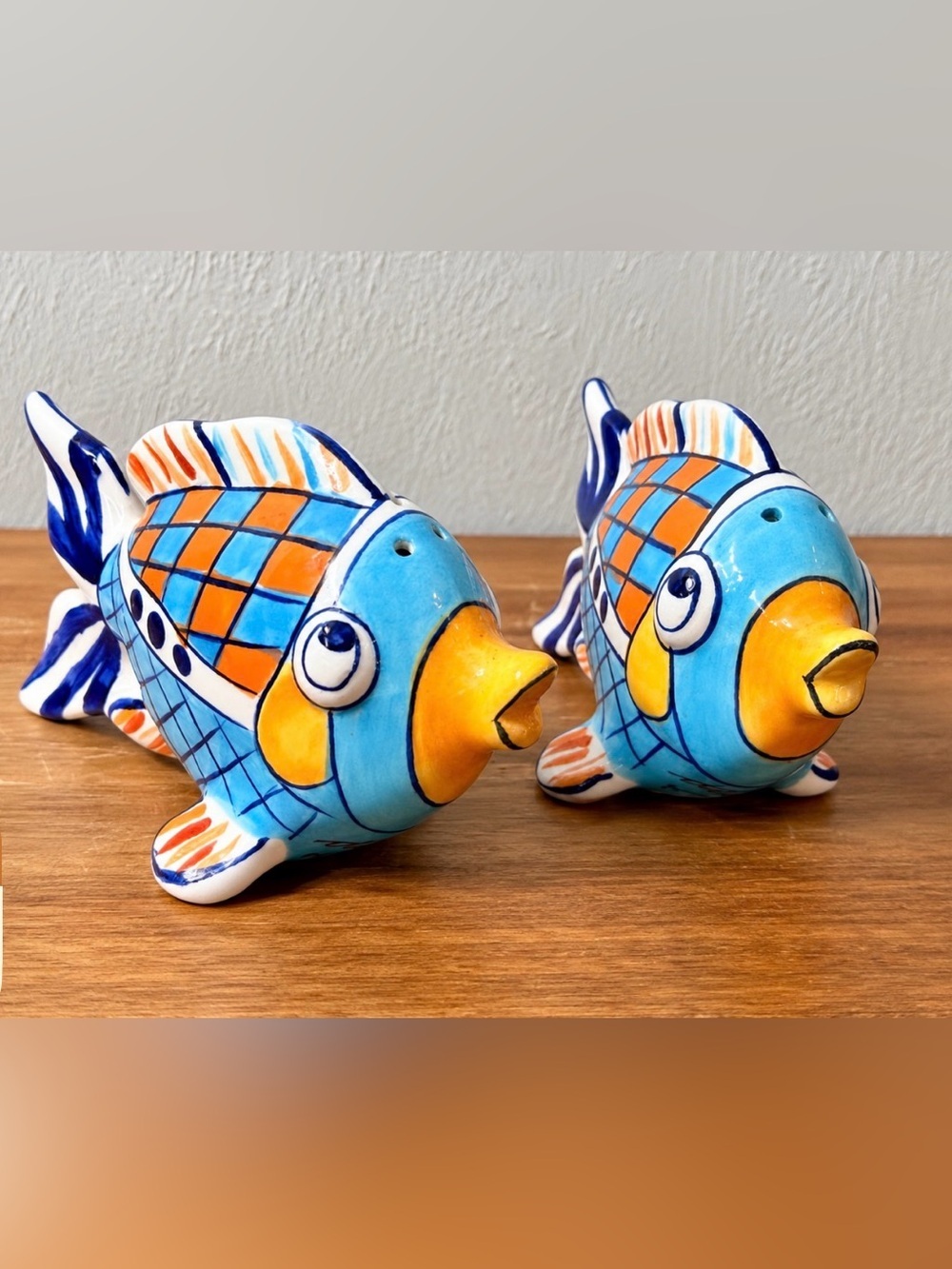 Blue Sky Diane Ceramic Fish Salt & Pepper Shakers – Colorful Tropical Pair - Picture 1 of 10